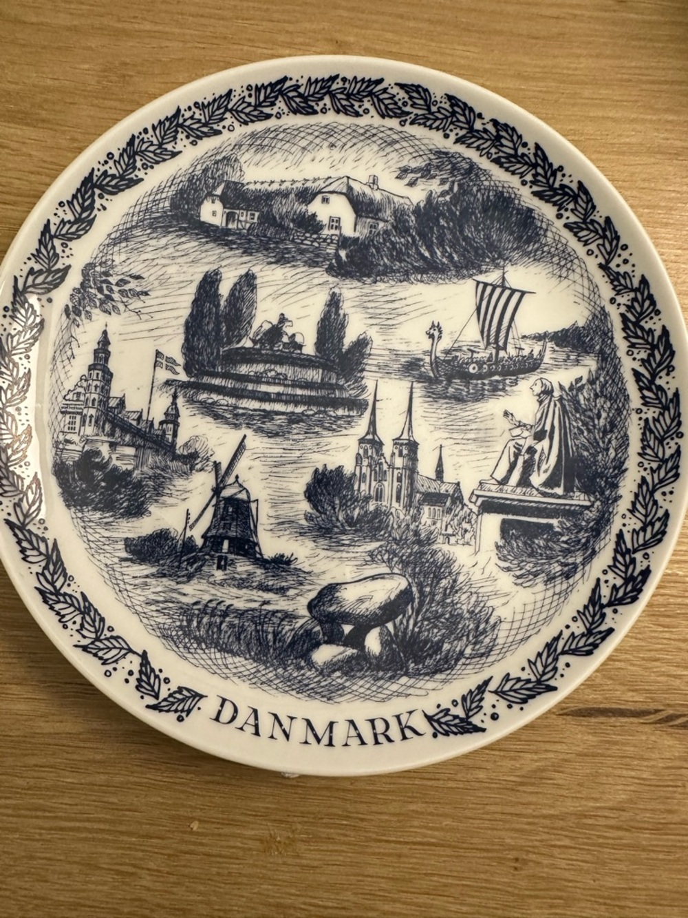 Danmark Decorative Blue & White Souvenir Plate
